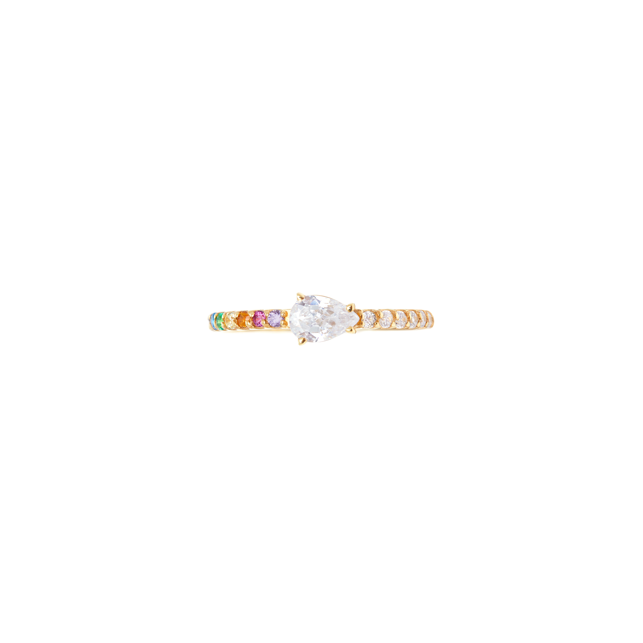 Кольцо Pear Ring – Gold Rainbow