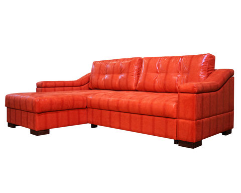 Угловой диван Макс П5 1я2д, обивка искусственная замша Нубук оранж HWS