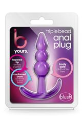 Фиолетовый анальный стимулятор Triple Bead Anal Plug - 9 см. - 
