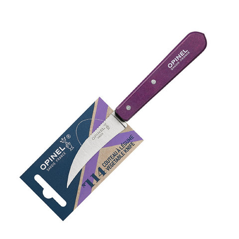 Нож для чистки овощей Opinel №114, деревянная рукоять, нержавеющая сталь, сливовый, блистер