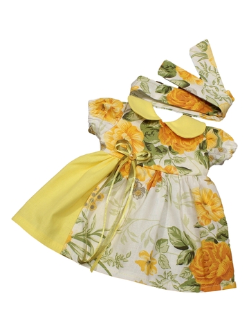 Платье летнее с запахом - Желтый. Одежда для кукол, пупсов и мягких игрушек.