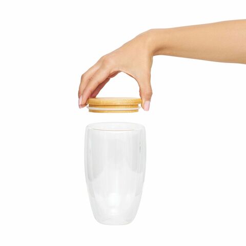 Стакан с двойными стенками BAMBOO ART L, термостойкий, объем ок. 450 ml