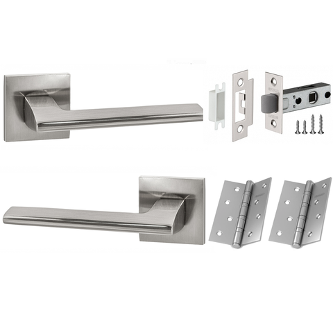 Комплект фурнитуры межкомнатный SET K.JS51.MARCO (MARCO JS) P12-45-25 4BB SN (ручка Аякс, защелка м/к Фуаро, петли Фуаро), цвет никель матовый (гарантия - 12 месяцев)