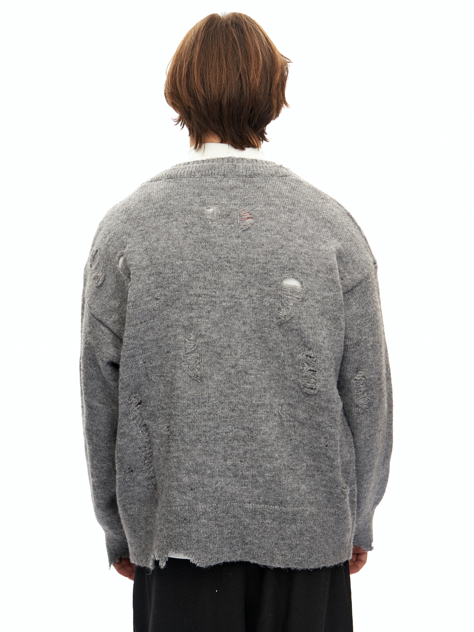 Серый шерстяной кардиган Votus с перфорацией