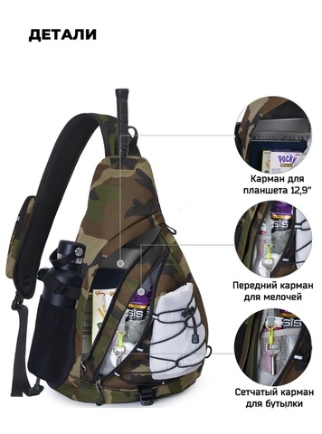 Картинка рюкзак однолямочный Nevo Rhino 9070 9070_Camo Army Green - 5