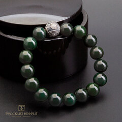 Браслет "Колесо судьбы". Зелёный нефрит. 12мм.