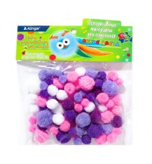 Декоративный материал Alingar, "Ягодно розовые цвета"(роз,сирен,фиолет,бел), пушистые помпоны, 80 шт, микс, пакет с европодвесом