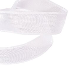
          Декоративная лента капроновая для декора и флористики, 2,5 см, намотка 25 ярдов, белый, дизайн мелкая сеточка