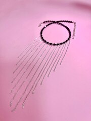 Чокер черный с цепочками