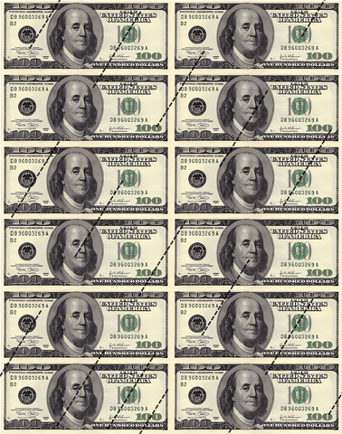 Сахарная картинка Доллары, 10*4 см