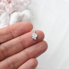 Подвеска Солнце с фианитами 12*7 мм, родий, П452