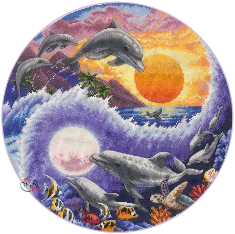 Набор для вышивания Солнце и луна. Дельфины. Арт. 3106