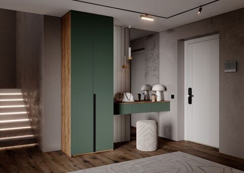 Марвэл Шкаф 2х. ств и полка косметическая (Браш Мени Грин, Дуб Крафт)