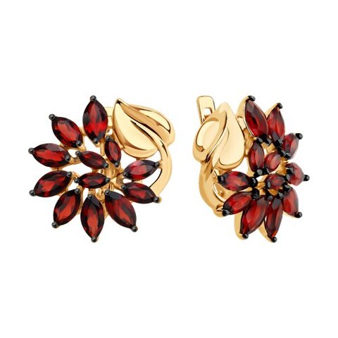 92021579 - Серьги ЁЖИКИ из золоченого серебра с раухтопазами