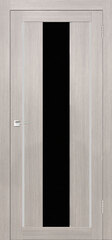 Межкомнатная дверь Баден 01 ДГ / Цвет тон Белая лиственница / Остекление "Лакобель черное" / Двери Верда