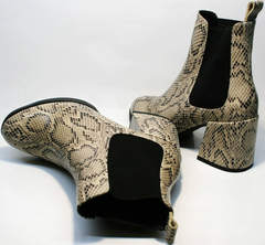 Ботинки женские на широком каблуке Kluchini 13065 k465 Snake.
