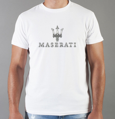 Футболка с принтом Мазерати (Maserati) белая 0013