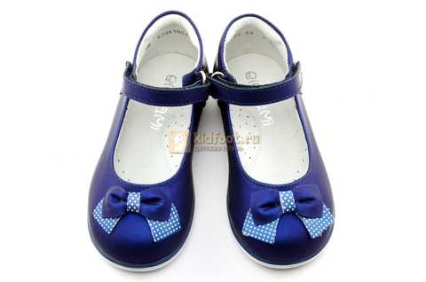 Туфли ELEGAMI (Элегами) из натуральной кожи для девочек, цвет темно синий металлик, артикул 7-83351003. Изображение 9 из 12.