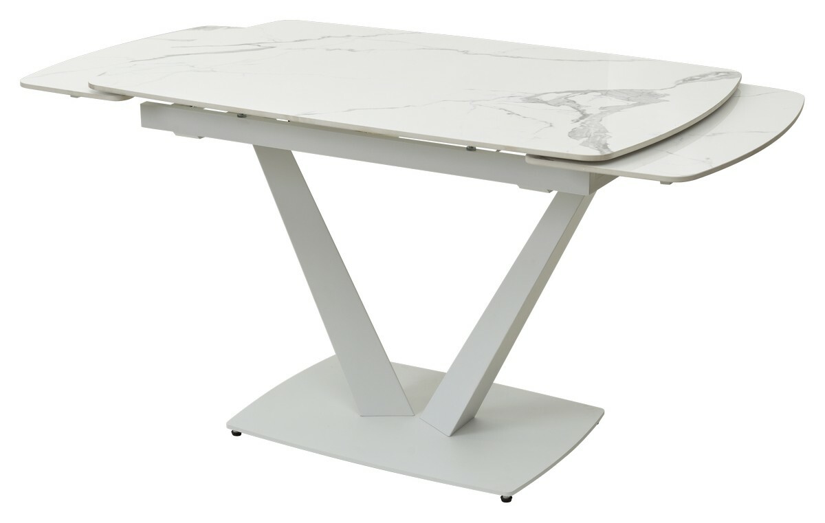 Стол ALATRI 120 GLOSS STATUARIO WHITE SOLID CERAMIC / WHITE, DISAUR