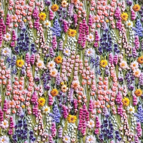 В ПУТИ, ИМИТАЦИЯ ЦВЕТОЧНОЙ ВЫШИВКИ #2, 100% хлопок Handmade Fabrics