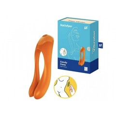 Мини вибратор на палец Satisfyer Candy Cane оранжевый