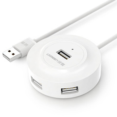 USB-хаб UGREEN USB 2.0 Hub 4 Ports, 1м, белый CR106