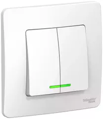 ВЫКЛ.2-кл.С/У подсветка, 10А 250B, БЕЛЫЙ BLNVS010511