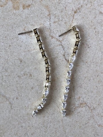 Серьги Хепберн с цирконами, позолота