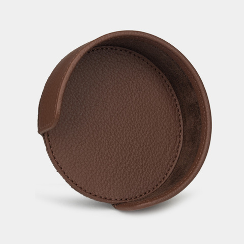 Подставка под подстаканники из натуральной кожи теленка, цвета шоколад