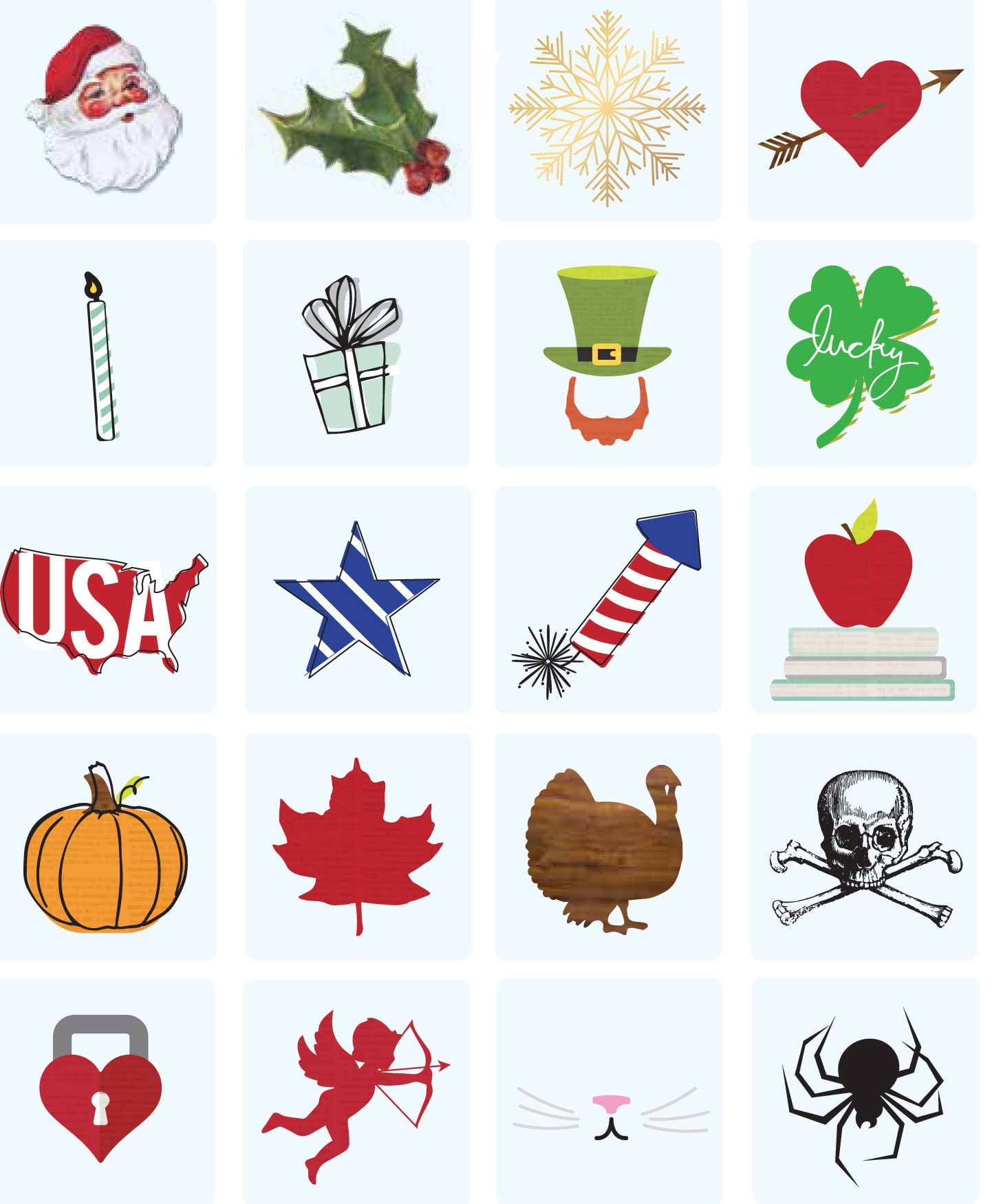 Сменные пластиковые слайдеры- эмодзи  Holiday Icons  для светильника Lightbox   -   Heidi Swapp