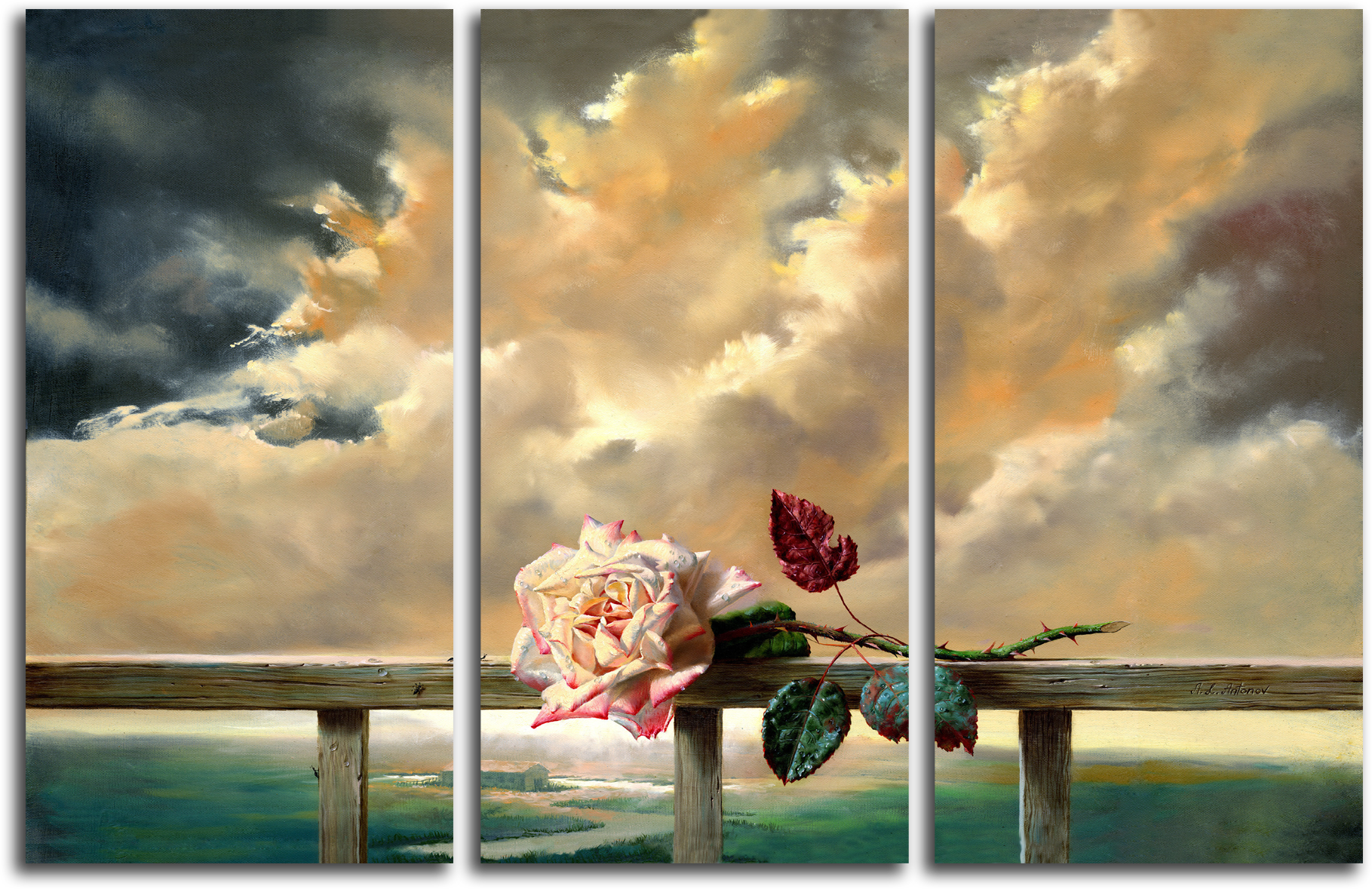 Цветы Модульная картина "Живописный бутон розы" М205.png