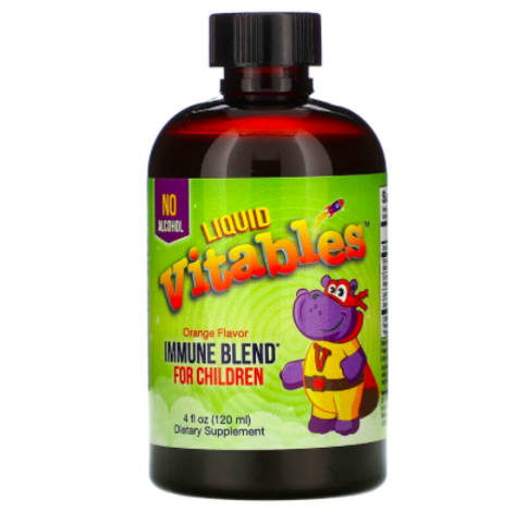 Vitables, Детская жидкая добавка для укрепления иммунитета, без спирта, апельсиновый вкус, 120 мл