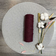 Шнур хлопковый без сердечника, d 4 мм, бордовый