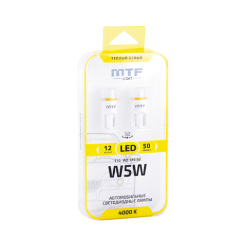 Габаритные светодиодные лампы MTF Light W5W 4000K