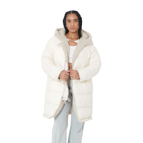 Reversible oversized down jacket White
