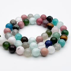 Натуральные камни микс, диаметр около 7,4-8,4 мм, цена за нить 50 шт