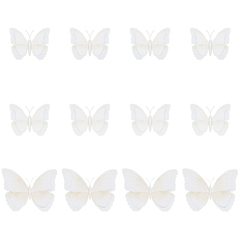 Наклейки Цветочные бабочки, Белые, на магните 12 шт. / 8см-4шт., 10см-4шт., 12см-4шт.