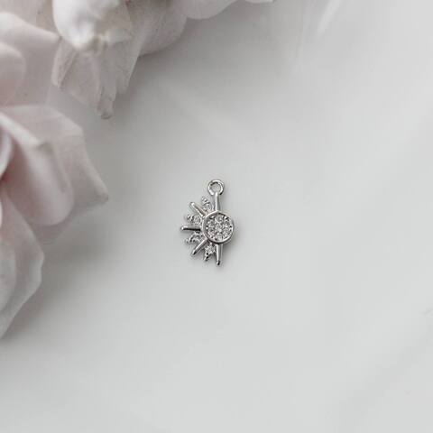 Подвеска Солнце с фианитами 12*7 мм, родий, П452