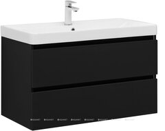 Aquanet 344743 Тумба с раковиной Вега 2.0 90 2 ящ. цв.черный (раковина Ирис) (344743) фото