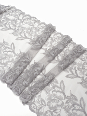 Кружево вышивка на сетке светло-серая неэластичная ширина 28 см