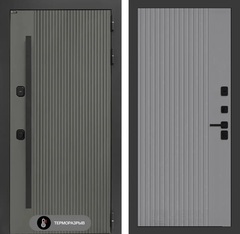 Уличная входная дверь с терморазрывом Термолаб 1 тепло Асфальт с патиной 29 Серый софт рельеф