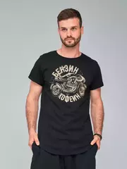 Футболка мужская Волга Бензин и Кофеин черная