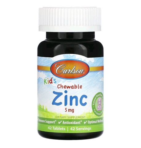 Carlson, Kid's Chewable Zinc, натуральная ягодная смесь, 5 мг, 42 таблетки