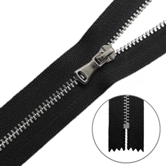 Молния металл Т3, L 30 см, н/р., чёрный/никель