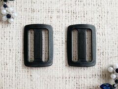 Пряжка-регулятор двухщелевая, 3,8 см, 2,3 гр, чёрный