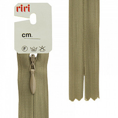 Молния потайная неразъемная (пластик) (Riri, Ткань/пластик, Бежево-зеленая темная тесьма 30824, 50)