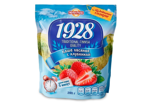 Овсяная каша Myllyn Paras с клубникой и сахаром, 200г