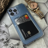 Силиконовый чехол с визитницей - кармашком для карт Clear Card для iPhone 14 Pro Max (Прозрачный)