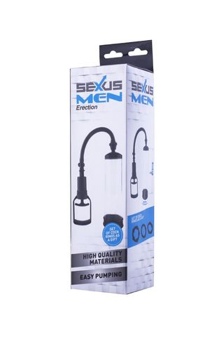 Чёрная вакуумная помпа с прозрачной колбой - Sexus Sexus Men 709004