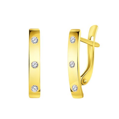 Л21269 - Серьги LOVE из желтого золота 585 пробы с фианитами